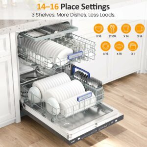 SUNVIVIPRO 24-Inch Built-In Dishwasher 14-16 Place Settings