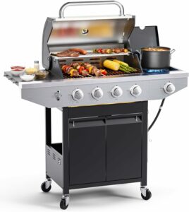 EUHOME 4-Burner Propane Grill with Side Burner, 46,500 BTU