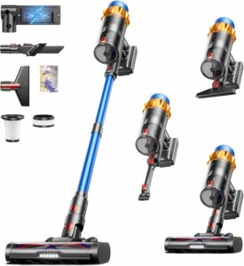 Kermoky 600W Cordless Stick Vacuum 70min Runtime Anti-Tangle Brush