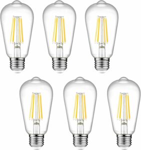 Ascher ST58 Dimmable LED Edison Bulb 6W 2700K (6-Pack)