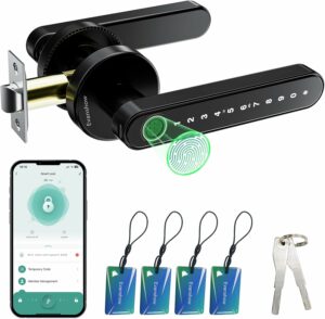 Evanshow Smart Door Lock with Knob, Fingerprint & Keyless Entry