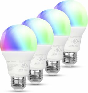 Amazon Basics Smart A19 LED Bulb Color Changing 9W (4-Pack)