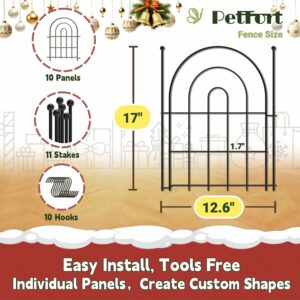 PetFort 17in x 12.6ft Metal Garden Fence Panels (10-Pack)