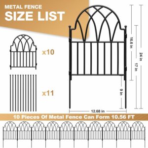 LATIHUUM 24-Inch x 10.56ft Arched Metal Garden Fence (10-Panel)