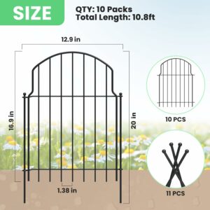 Tivray 20in x 10.8ft Decorative Garden Fence (10-Pack)