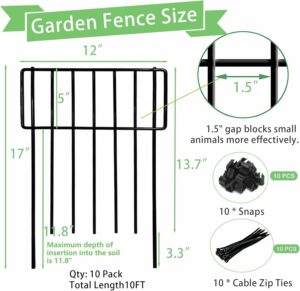 Thrivinest 17in x 10ft No Dig Decorative Fence (10-Pack)
