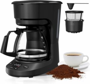 Havato 5-Cup Coffee Maker with Programmable Timer and Glass Carafe