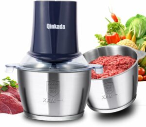 Qinkada 400W Food Processor with 2 Bowls and Meat Grinder