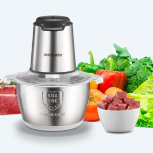 Liebe&Lecker 350W Food Processor with 8-Cup Bowl and Meat Grinder