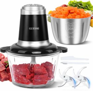 GUESMi 500W Food Processor with 2 Bowls & Bi-Level Blades