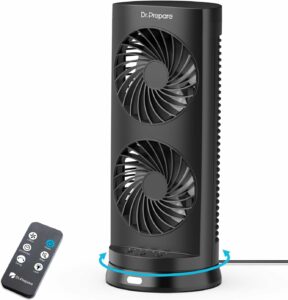 DR.PREPARE USB Tower Fan with Remote, 3-Speed Oscillating Desk Fan