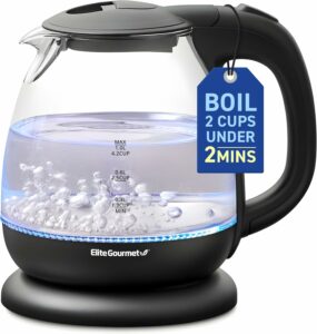 Elite Gourmet EKT1001 1100W 1.0L Glass Kettle