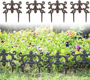 Sungmor 9.4-Inch Cast Iron Garden Fence (4-Pack)