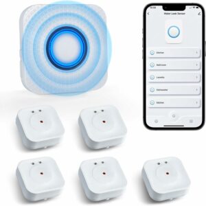 NESOVI WiFi Water Leak Detector 5-Pack with 110dB Alarm & App Alerts