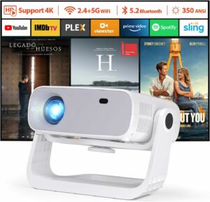 Wielio 4K-Grey 1080p Smart Projector with Wi-Fi 6