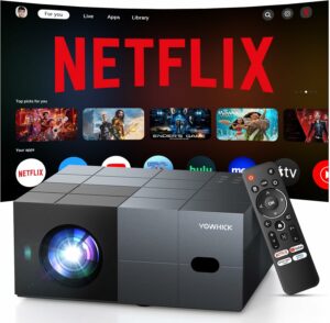 YOWHICK 1500 ANSI 4K Projector with Wi-Fi 6 and Native 1080P