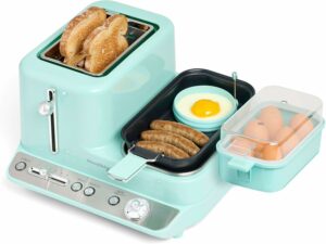 Nostalgia Classic Retro 3-in-1 Breakfast Station with Toaster, Griddle, and Steamer