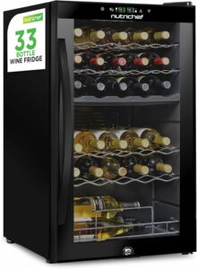 NutriChef PKCWCDS335.5 33-Bottle Dual-Zone Wine Cooler