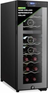 NutriChef 18-Bottle Dual-Zone Wine Cooler product image