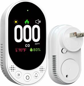 VETOUCH Plug-in Carbon Monoxide Detector with Temp & Humidity Display