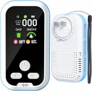 Buwheekoki 5-in-1 CO Gas Smoke Detector with LCD Display