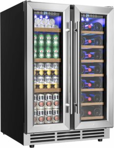 EUHOMY 24-Inch Dual Zone Wine Cooler 21-Bottle 88-Can Fridge product image