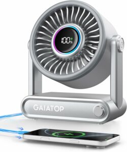 Gaiatop Portable Desk Fan with 6000mAh Power Bank and RGB Ring