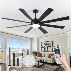 qlodgat 72-Inch Ceiling Fan with Light, Dimmable, Indoor/Outdoor (Dual Finish Blades) product image
