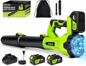 laapee Cordless Leaf Blower with 2 4.0Ah Batteries and Fast Charger, 6-Speed