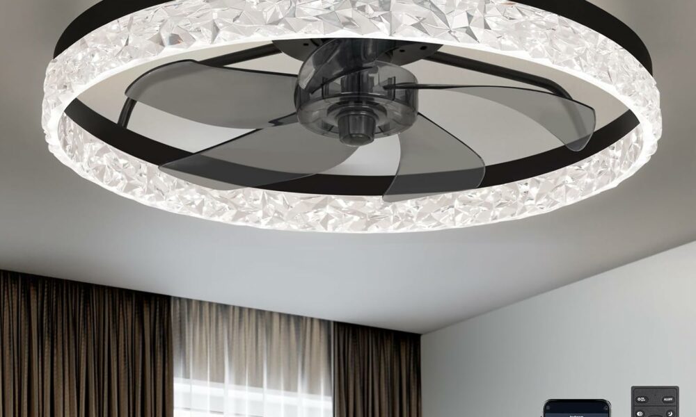 Ltemziiy 19-Inch Flush Mount Ceiling Fan with Light product image