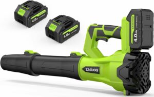 ZAGUOQI 20V Cordless Leaf Blower 650CFM 288MPH (2 x 4.0Ah Battery)