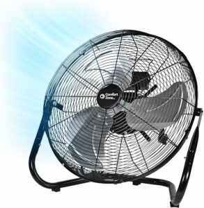 Comfort Zone CZHV18BK 18-Inch High-Velocity Floor Fan