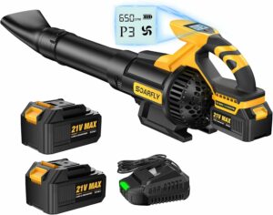 SOARFLY Cordless Leaf Blower 650CFM with 2 Batteries