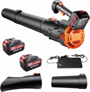 MOXELART Cordless Leaf Blower with 2 Batteries, 3-Speed