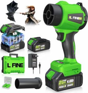 L FINE Cordless Leaf Blower with Battery and Charger, 3-Speed Handheld Blower