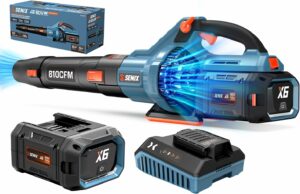 SENIX 60V Cordless Leaf Blower 810 CFM 170 MPH with 4.0Ah Battery