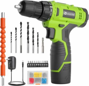 FADAKWALT 12V Cordless Drill Set with Battery, 3/8" Chuck, 21+1 Torque