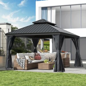 SHPAI 12' x 12' Hardtop Aluminum Gazebo with Steel Roof