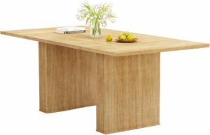 QHITTY 78-Inch Fluted Dining Table with Strip Base