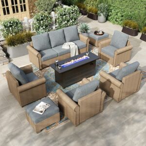 HERA'S HOUSE 8-Piece Patio Furniture Set with Fire Pit Table
