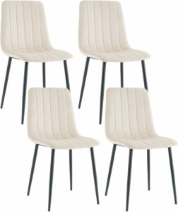 HAIZAO Velvet Dining Chairs Set of 4 with Metal Legs