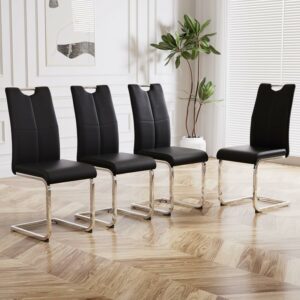 yeag Modern Dining Chairs Set of 4, Upholstered High Back Faux Leather Side Chairs with Metal Legs
