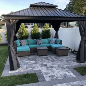 PURPLE LEAF 10' x 12' Hardtop Gazebo with Double Steel Roof