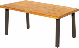 Flamaker Acacia Wood Dining Table for 6 with Iron Legs