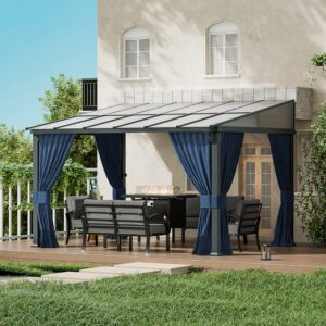 ASJMR 10x12FT Hardtop Wall-Mounted Gazebo