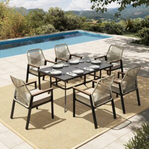 HERA'S HOUSE 7-Piece Outdoor Dining Set with 6 Cushioned Chairs