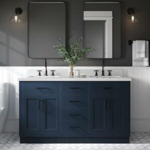 ARIEL 61-Inch Double Vanity with Quartz Countertop and 6 Drawers