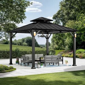 Modern Shade Outdoor Living Spaces 10x10 Hardtop Gazebo with LED Lights