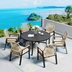 SUNSHINE VALLEY 7-Piece Patio Dining Set with 54-Inch Round Table