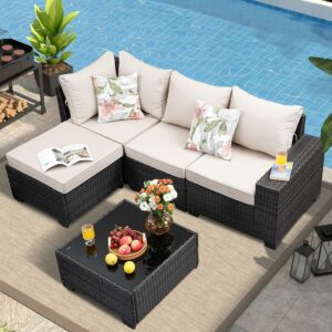 SunloungeCo 5-Piece Outdoor Patio Furniture Set with Cushions
